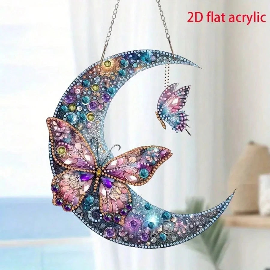 2D Acrylic 5D Diamond Painting Kit, DIY Diamond Mosaic Pendant, Asymmetrical Crystal, Suitable For Beginner Acrylic Mosaic Craft, Home Wall & Tabletop Decor Creative Gift, Unique Gift For Friends On H