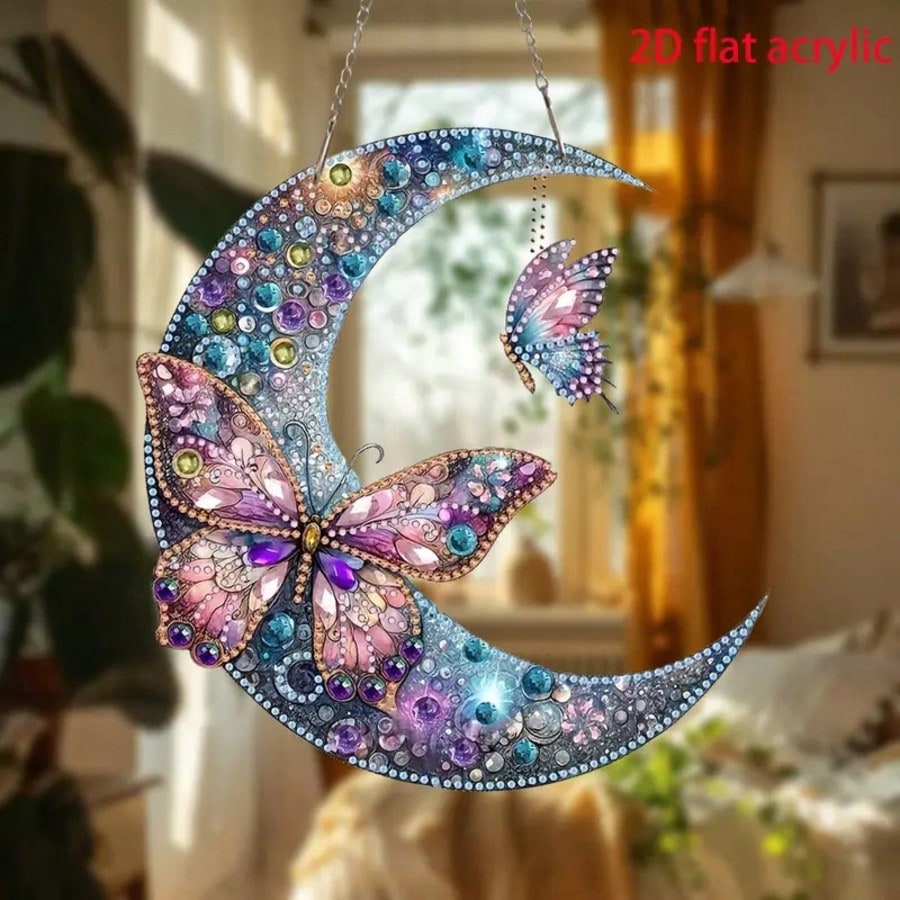 2D Acrylic 5D Diamond Painting Kit, DIY Diamond Mosaic Pendant, Asymmetrical Crystal, Suitable For Beginner Acrylic Mosaic Craft, Home Wall & Tabletop Decor Creative Gift, Unique Gift For Friends On H