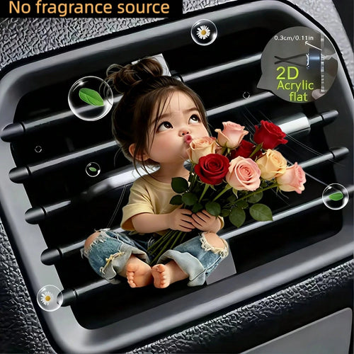 2D Flat Design, 1pc Reusable Puckered Lips Girl Car Air Freshener Diffuser Clip, Car Interior Accessory, Fragrance Diffuser, Unscented Car Aroma Diffuser With 2pcs Odorless Sponge Pads, 2D Flat Design