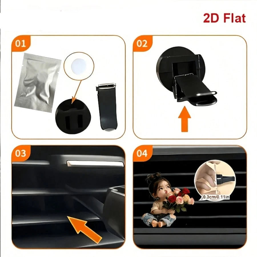 2D Flat Design, 1pc Reusable Puckered Lips Girl Car Air Freshener Diffuser Clip, Car Interior Accessory, Fragrance Diffuser, Unscented Car Aroma Diffuser With 2pcs Odorless Sponge Pads, 2D Flat Design