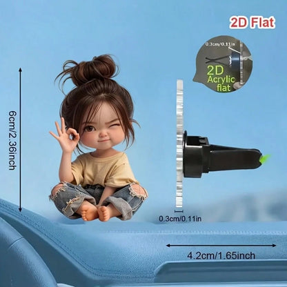 2D Flat Design, 1pc Reusable Puckered Lips Girl Car Air Freshener Diffuser Clip, Car Interior Accessory, Fragrance Diffuser, Unscented Car Aroma Diffuser With 2pcs Odorless Sponge Pads, 2D Flat Design