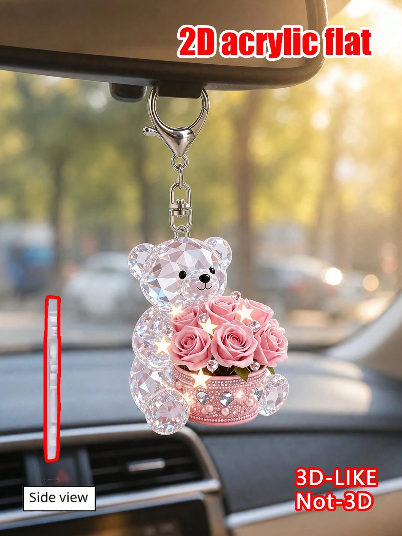 2D Flat Design Cute Bear Pattern Keychain, Fashion Bear Theme Party Keychain, Bag Decoration. Suitable For Packaging Decoration, Car Hanging Ornament, Backpack Decoration, Car Key Decoration. Car Rear