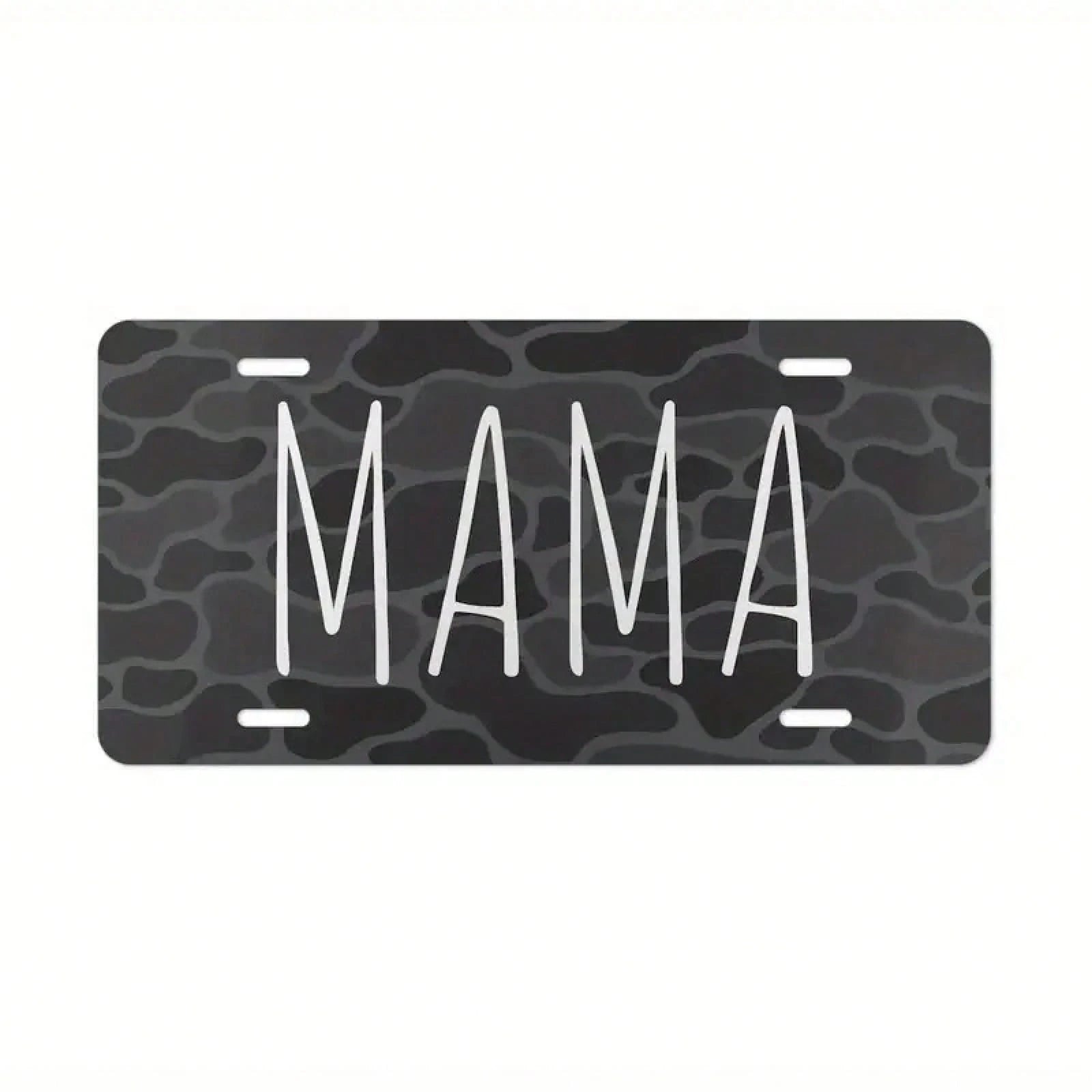 2D Flat Surface, Decorative License Plate Only, Mom Style, Black Camouflage, Vintage Camouflage Metal Front License Plate 6x12inch, Polished Metal Standard License Plate, 2D Flat Surface