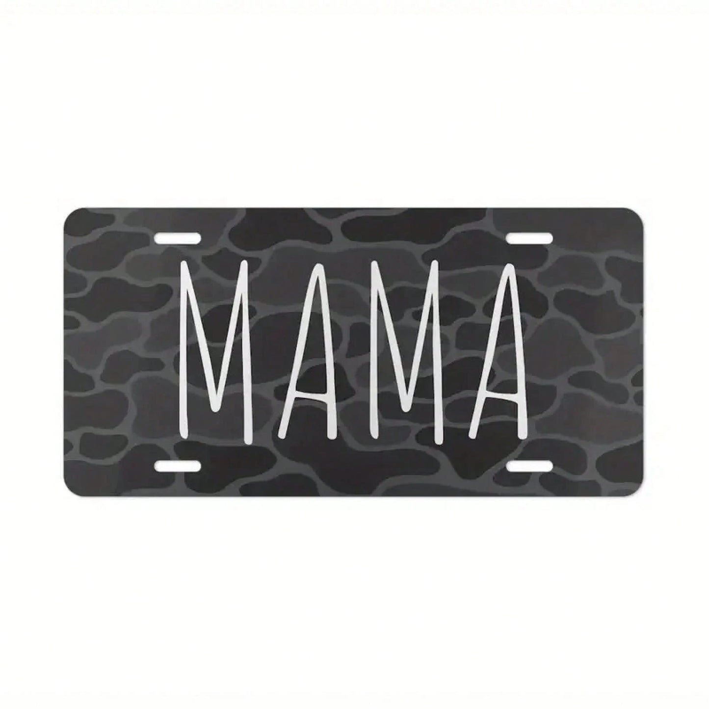 2D Flat Surface, Decorative License Plate Only, Mom Style, Black Camouflage, Vintage Camouflage Metal Front License Plate 6x12inch, Polished Metal Standard License Plate, 2D Flat Surface