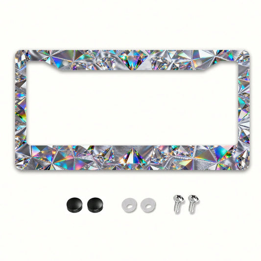 2D Plane, 2D Plane 1, 2D Plane Metal Car Chassis| Shiny Crystal Decoration, Universal For North American And Most International Vehicles, Includes Mounting Screws, Stylish And Secure Fit- 12X 6inch