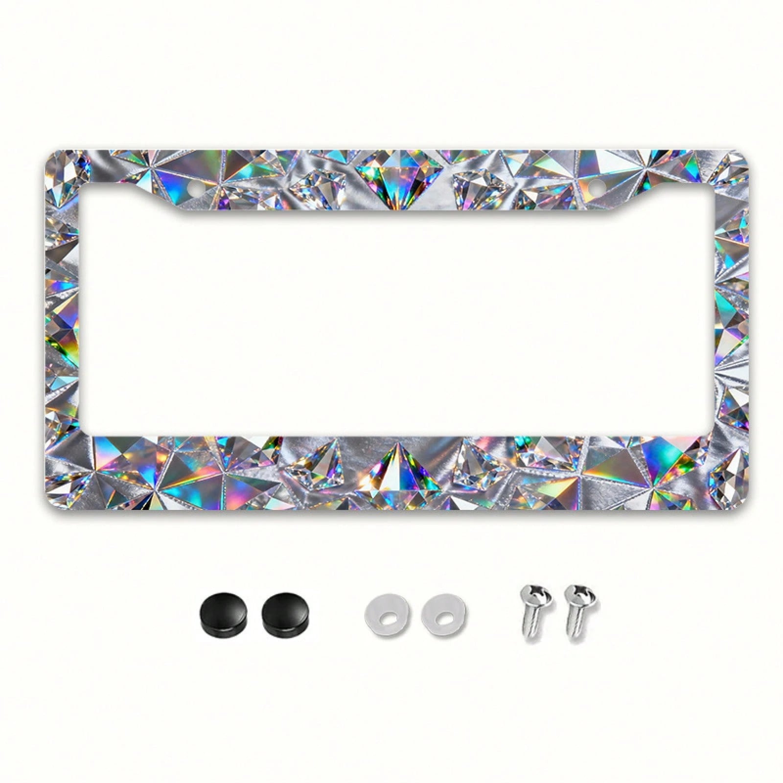 2D Plane, 2D Plane 1, 2D Plane Metal Car Chassis| Shiny Crystal Decoration, Universal For North American And Most International Vehicles, Includes Mounting Screws, Stylish And Secure Fit- 12X 6inch