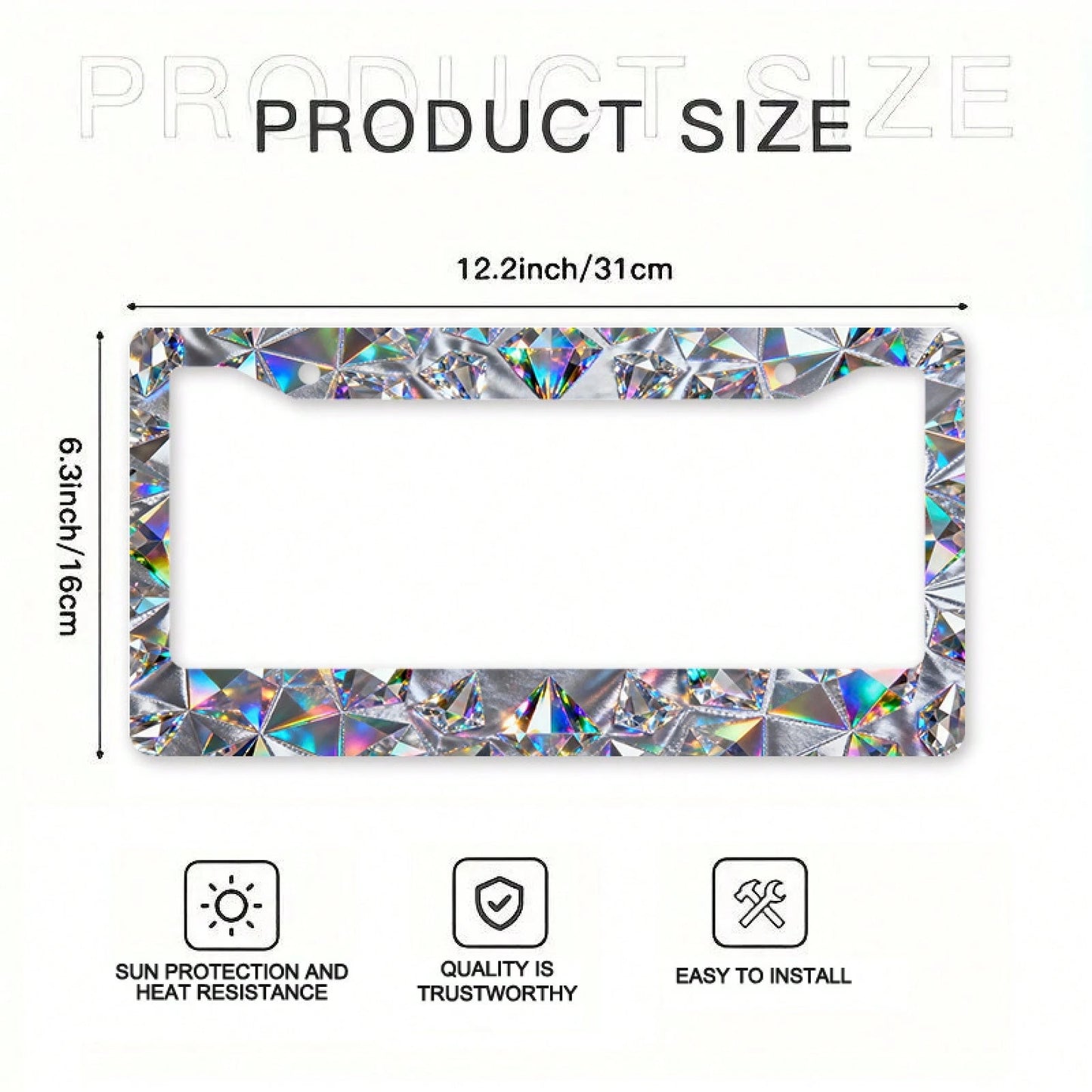 2D Plane, 2D Plane 1, 2D Plane Metal Car Chassis| Shiny Crystal Decoration, Universal For North American And Most International Vehicles, Includes Mounting Screws, Stylish And Secure Fit- 12X 6inch