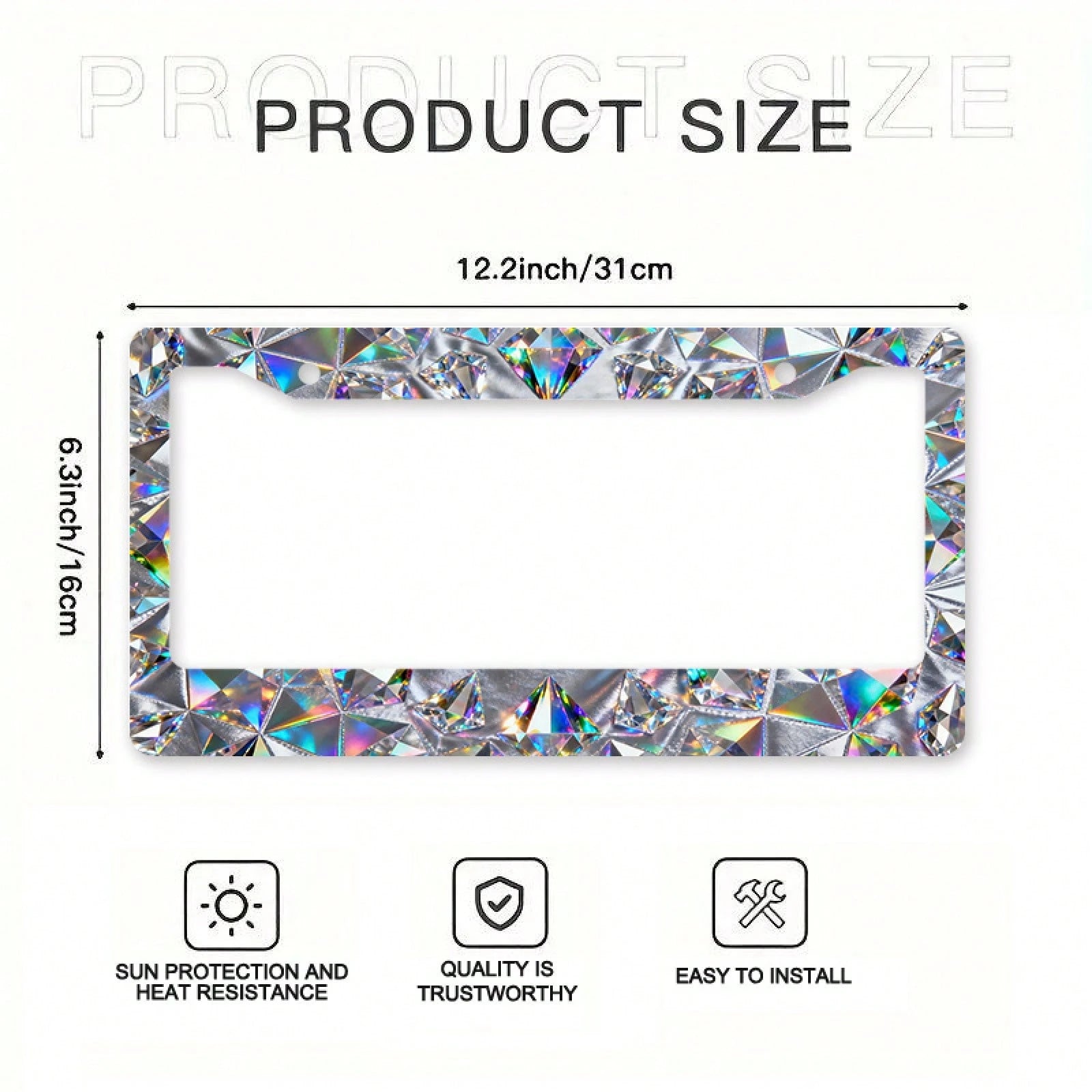 2D Plane, 2D Plane 1, 2D Plane Metal Car Chassis| Shiny Crystal Decoration, Universal For North American And Most International Vehicles, Includes Mounting Screws, Stylish And Secure Fit- 12X 6inch