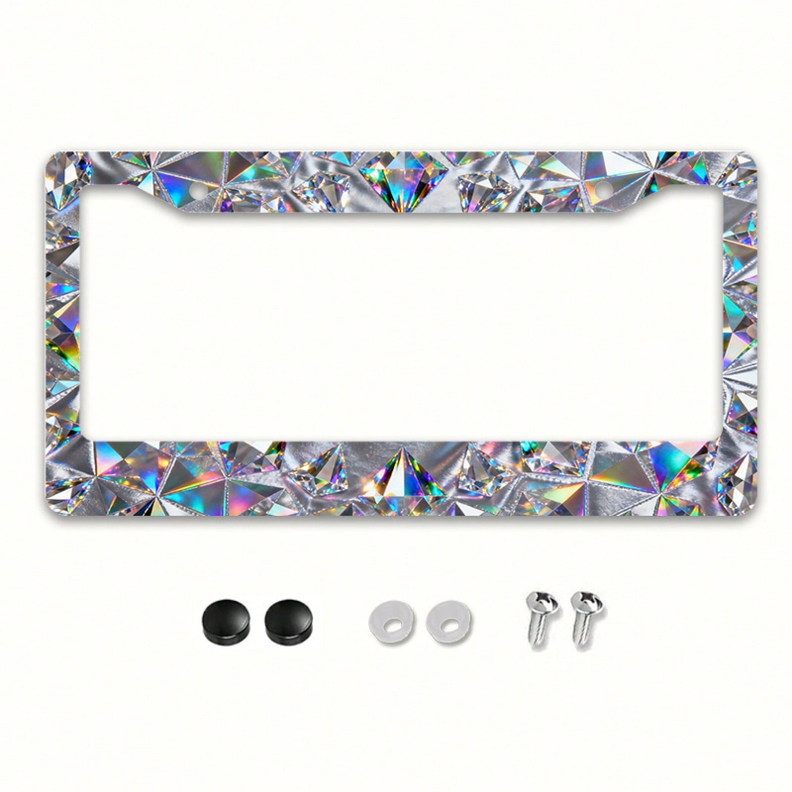 2D Plane, 2D Plane 1, 2D Plane Metal Car Chassis| Shiny Crystal Decoration, Universal For North American And Most International Vehicles, Includes Mounting Screws, Stylish And Secure Fit- 12X 6inch