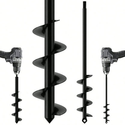 2PACK Auger Drill Bit For Planting 2x17.5inch Extended Length Garden Auger Spiral Drill Bit For Planting Bulbs Flowers,Post Hole Digger For 3/8"Hex Drill