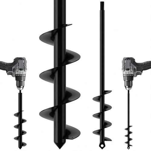 2PACK Auger Drill Bit For Planting 2x17.5inch Extended Length Garden Auger Spiral Drill Bit For Planting Bulbs Flowers,Post Hole Digger For 3/8"Hex Drill