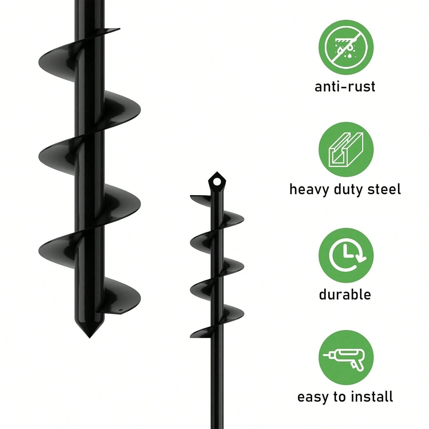 2PACK Auger Drill Bit For Planting 2x17.5inch Extended Length Garden Auger Spiral Drill Bit For Planting Bulbs Flowers,Post Hole Digger For 3/8"Hex Drill