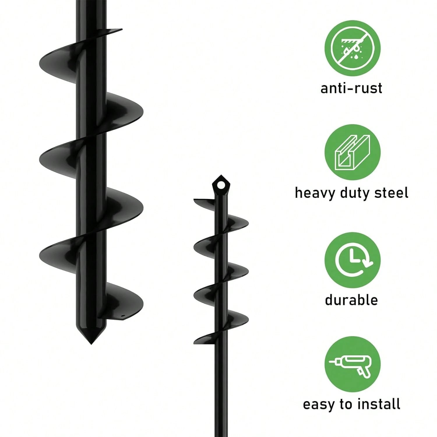 2PACK Auger Drill Bit For Planting 2x17.5inch Extended Length Garden Auger Spiral Drill Bit For Planting Bulbs Flowers,Post Hole Digger For 3/8"Hex Drill