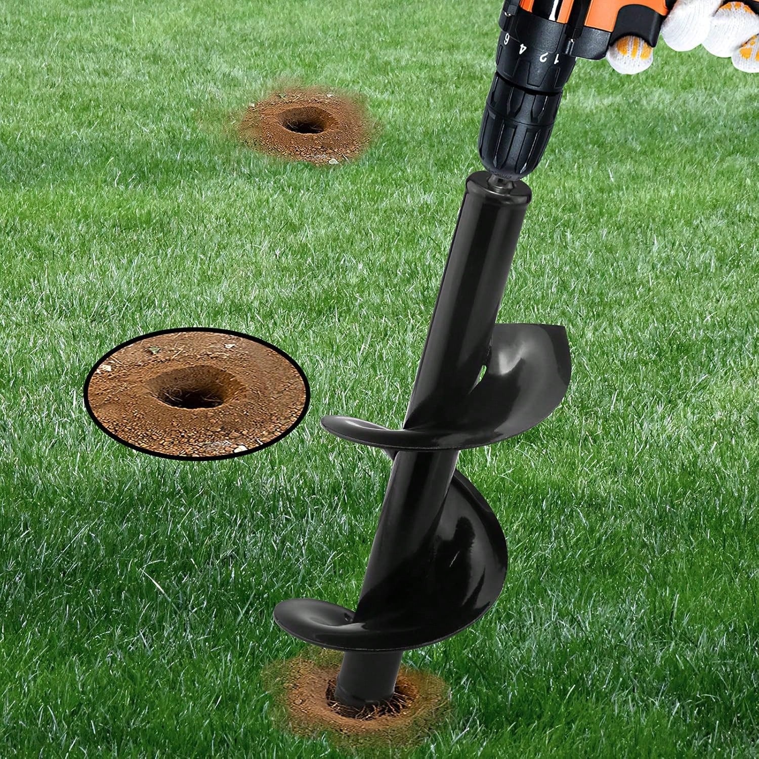 2PACK Auger Drill Bit For Planting 2x17.5inch Extended Length Garden Auger Spiral Drill Bit For Planting Bulbs Flowers,Post Hole Digger For 3/8"Hex Drill