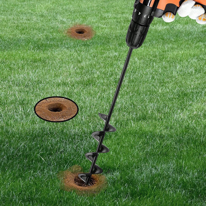2PACK Auger Drill Bit For Planting 2x17.5inch Extended Length Garden Auger Spiral Drill Bit For Planting Bulbs Flowers,Post Hole Digger For 3/8"Hex Drill