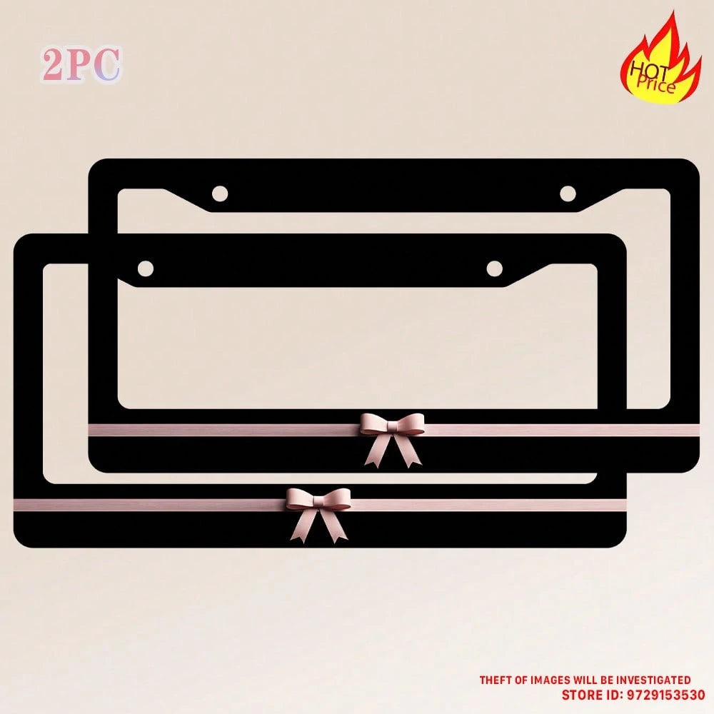 2PC Pink License Plate Frame Cute License Plate Black Funny License Plate Holder Women Personalized Car Accessory Decoration 12.3 X 6.3