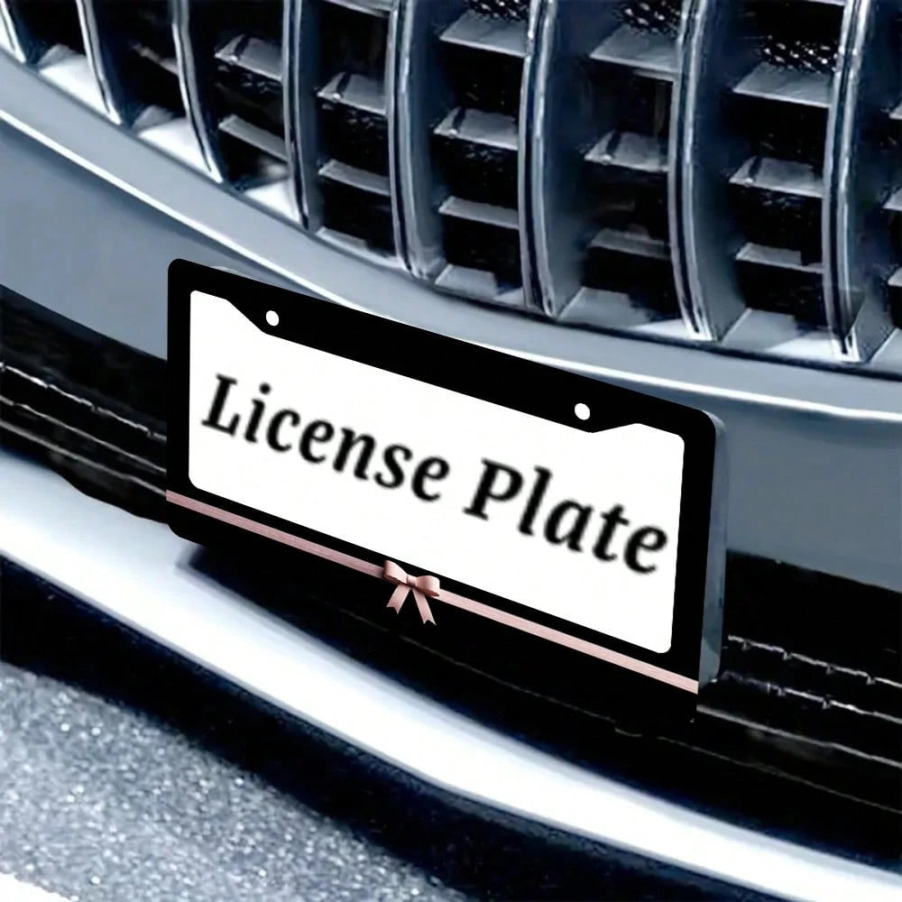 2PC Pink License Plate Frame Cute License Plate Black Funny License Plate Holder Women Personalized Car Accessory Decoration 12.3 X 6.3