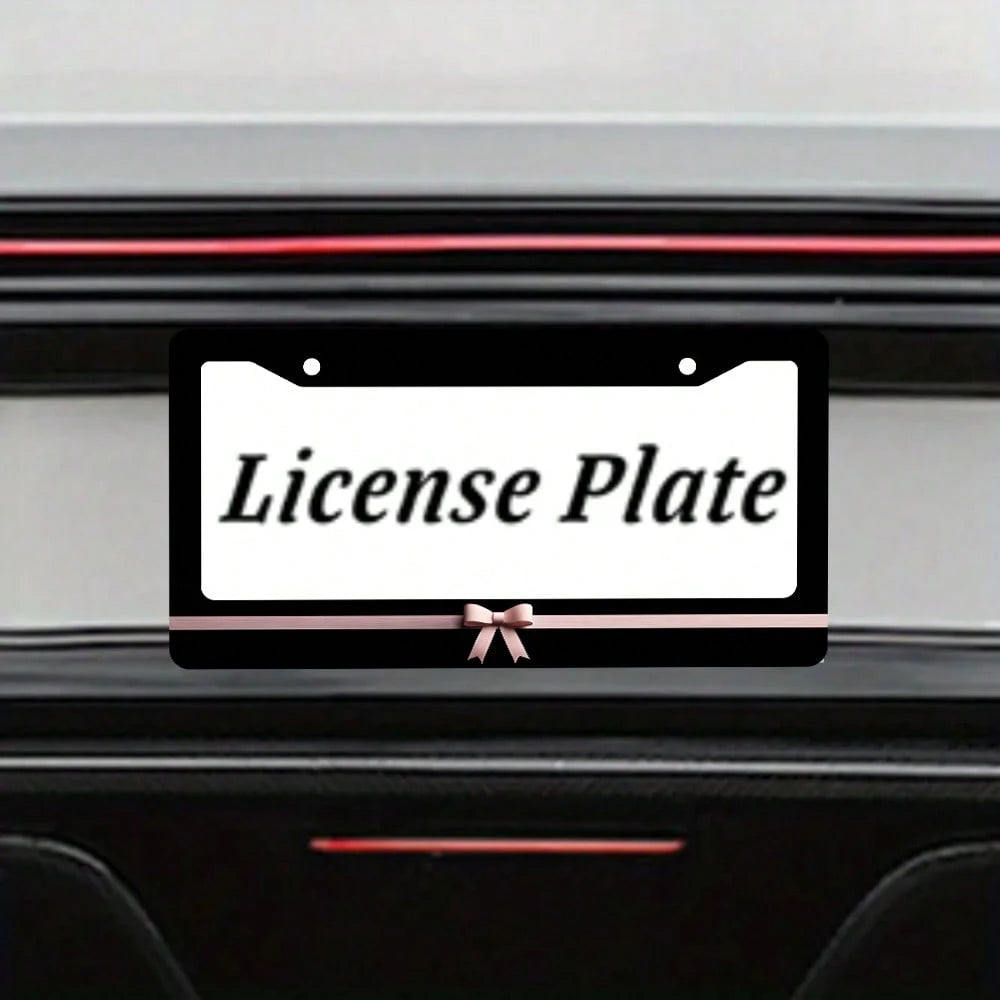 2PC Pink License Plate Frame Cute License Plate Black Funny License Plate Holder Women Personalized Car Accessory Decoration 12.3 X 6.3