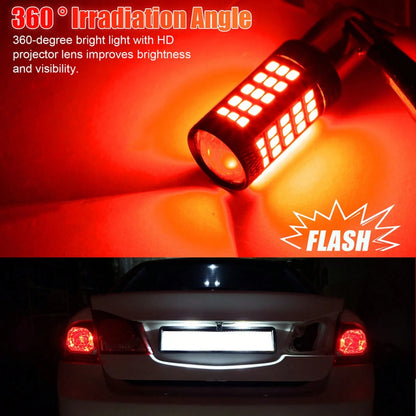 2PCS 1157 66LED Red Strobe Flashing Blinking Brake Stop Tail Parking Light Bulbs YFYW