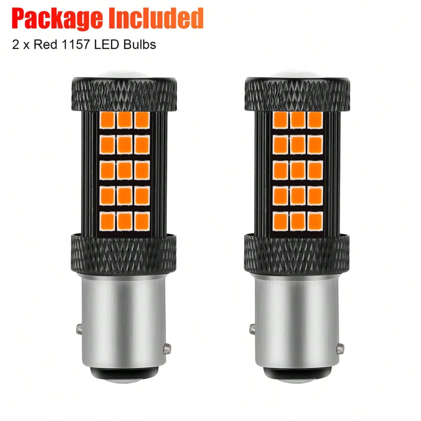 2PCS 1157 66LED Red Strobe Flashing Blinking Brake Stop Tail Parking Light Bulbs YFYW
