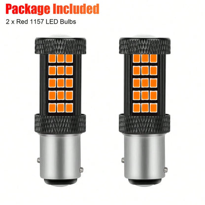 2PCS 1157 66LED Red Strobe Flashing Blinking Brake Stop Tail Parking Light Bulbs YFYW