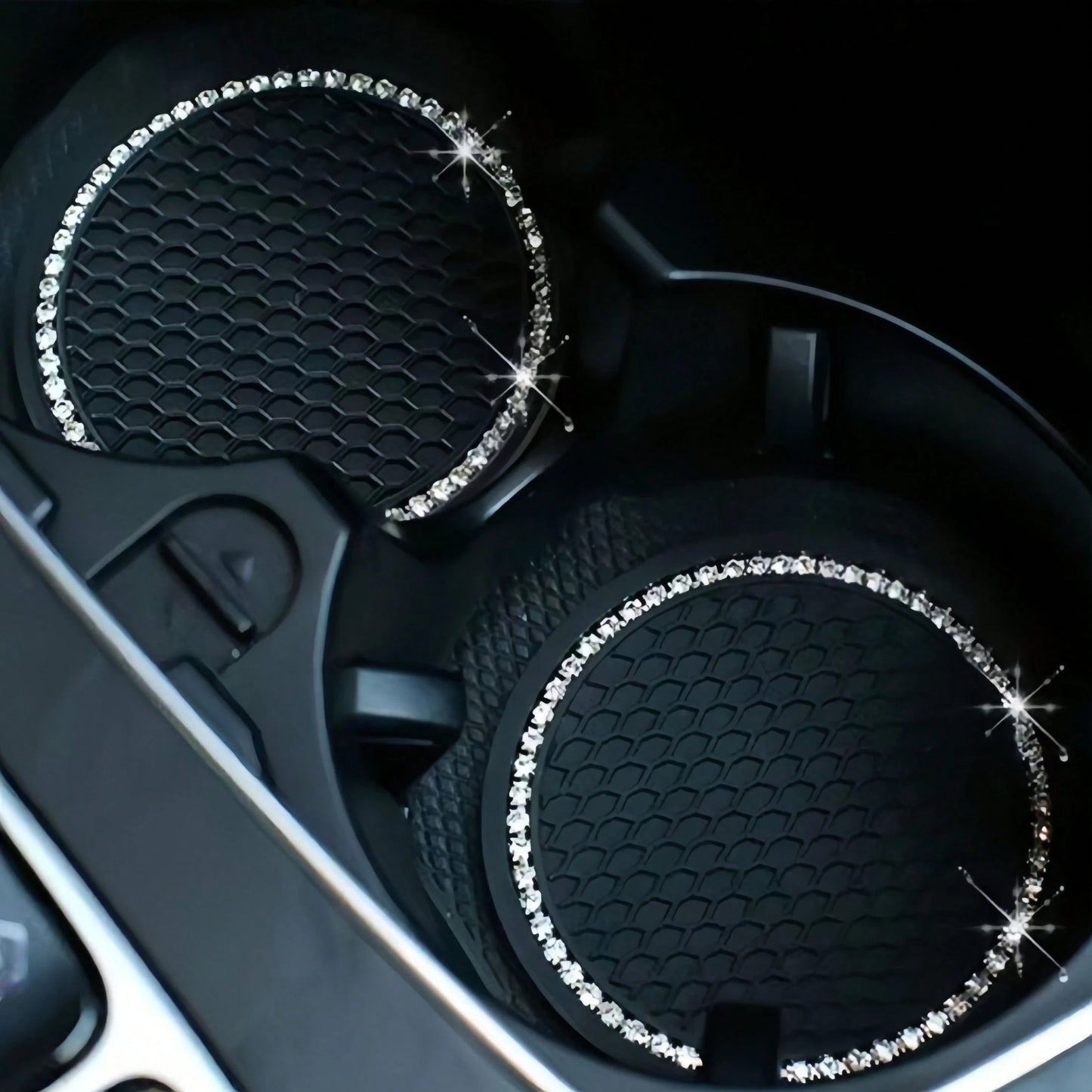 2pcs/1pc/4pcs- Rhinestone Decor Non-Slip Car Cup Holder Coasters