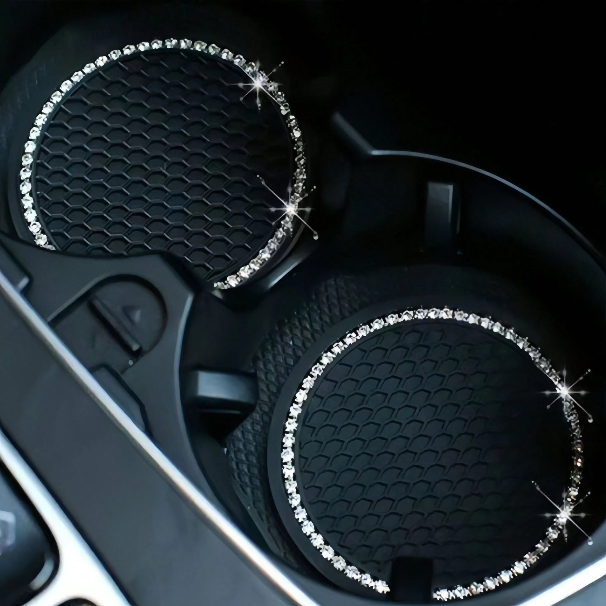 2pcs/1pc/4pcs- Rhinestone Decor Non-Slip Car Cup Holder Coasters
