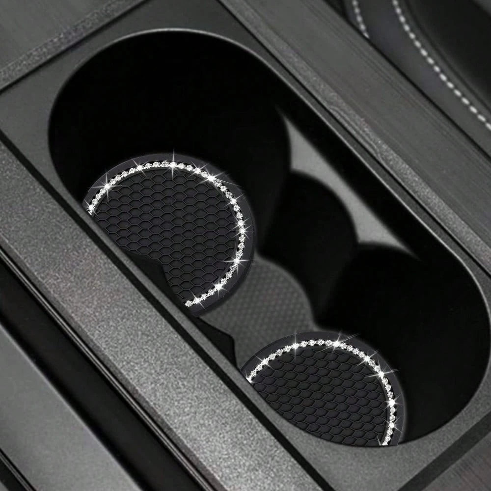 2pcs/1pc/4pcs- Rhinestone Decor Non-Slip Car Cup Holder Coasters
