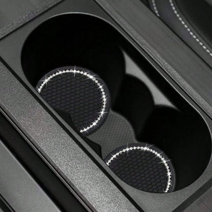 2pcs/1pc/4pcs- Rhinestone Decor Non-Slip Car Cup Holder Coasters