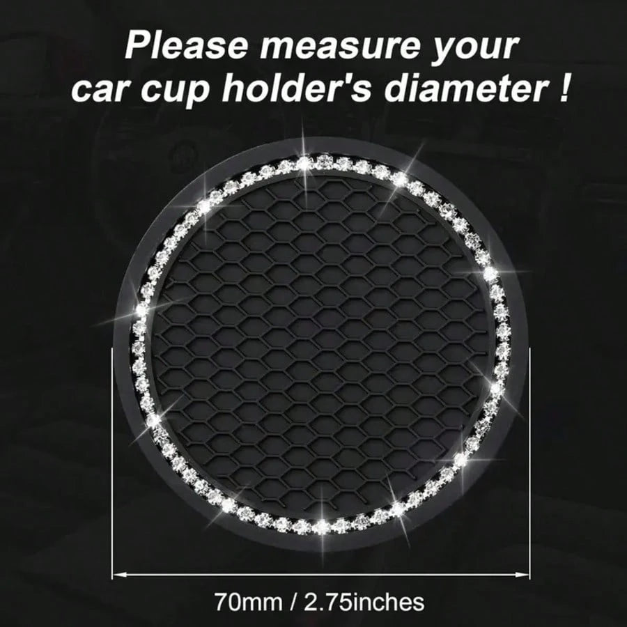2pcs/1pc/4pcs- Rhinestone Decor Non-Slip Car Cup Holder Coasters