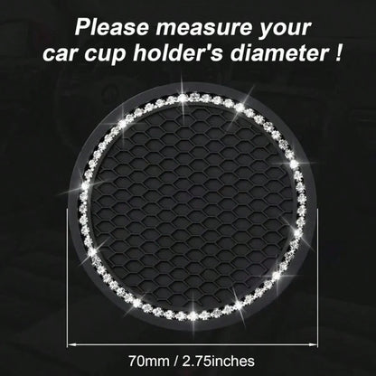 2pcs/1pc/4pcs- Rhinestone Decor Non-Slip Car Cup Holder Coasters