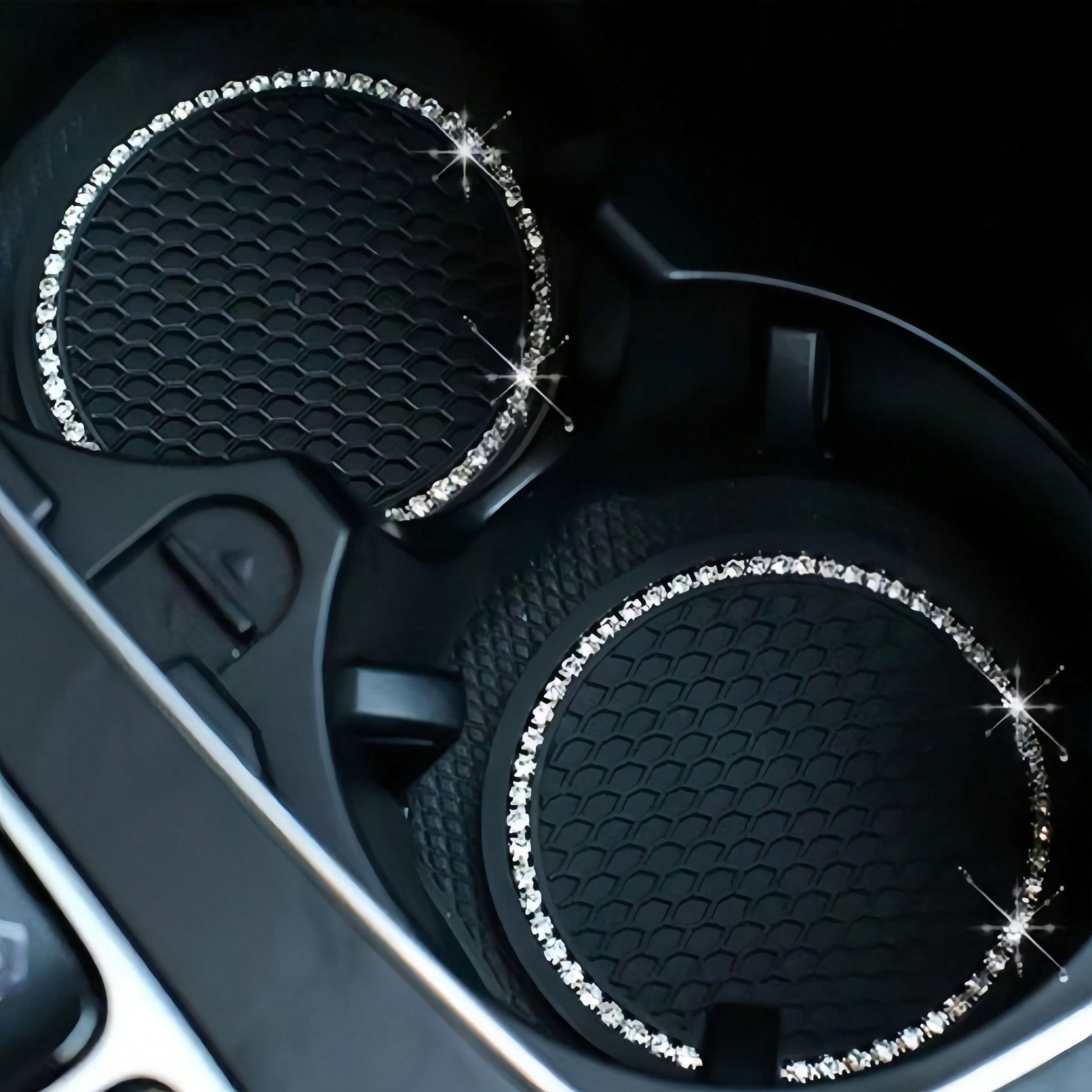 2pcs/1pc/4pcs- Rhinestone Decor Non-Slip Car Cup Holder Coasters