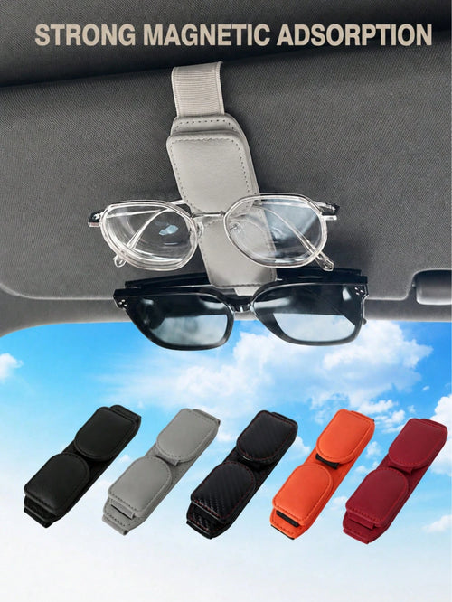 2pcs/1pc Leather Car Fashion Glasses Holder, Car Sun Visor Glasses Storage Organizer Clip, Universal Vehicle Card And Glasses Clip