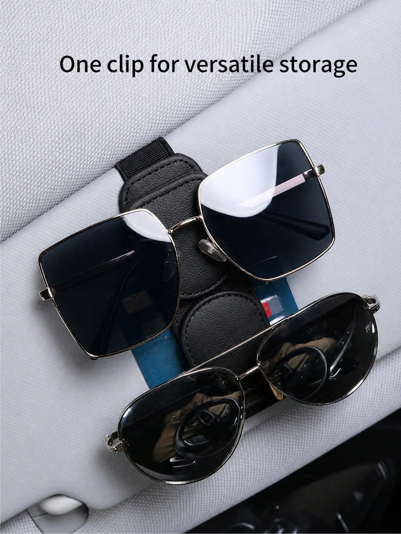 2pcs/1pc Leather Car Fashion Glasses Holder, Car Sun Visor Glasses Storage Organizer Clip, Universal Vehicle Card And Glasses Clip