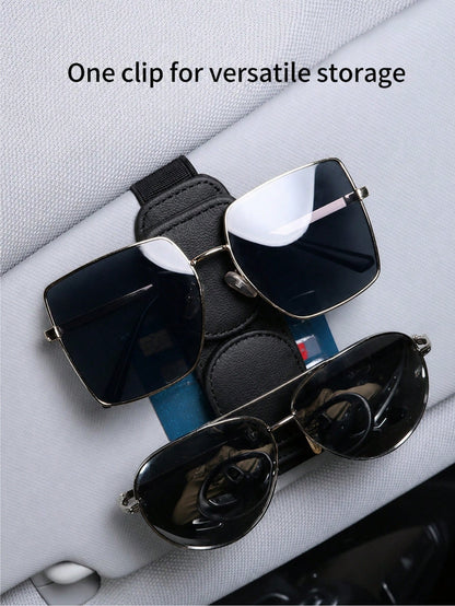 2pcs/1pc Leather Car Fashion Glasses Holder, Car Sun Visor Glasses Storage Organizer Clip, Universal Vehicle Card And Glasses Clip