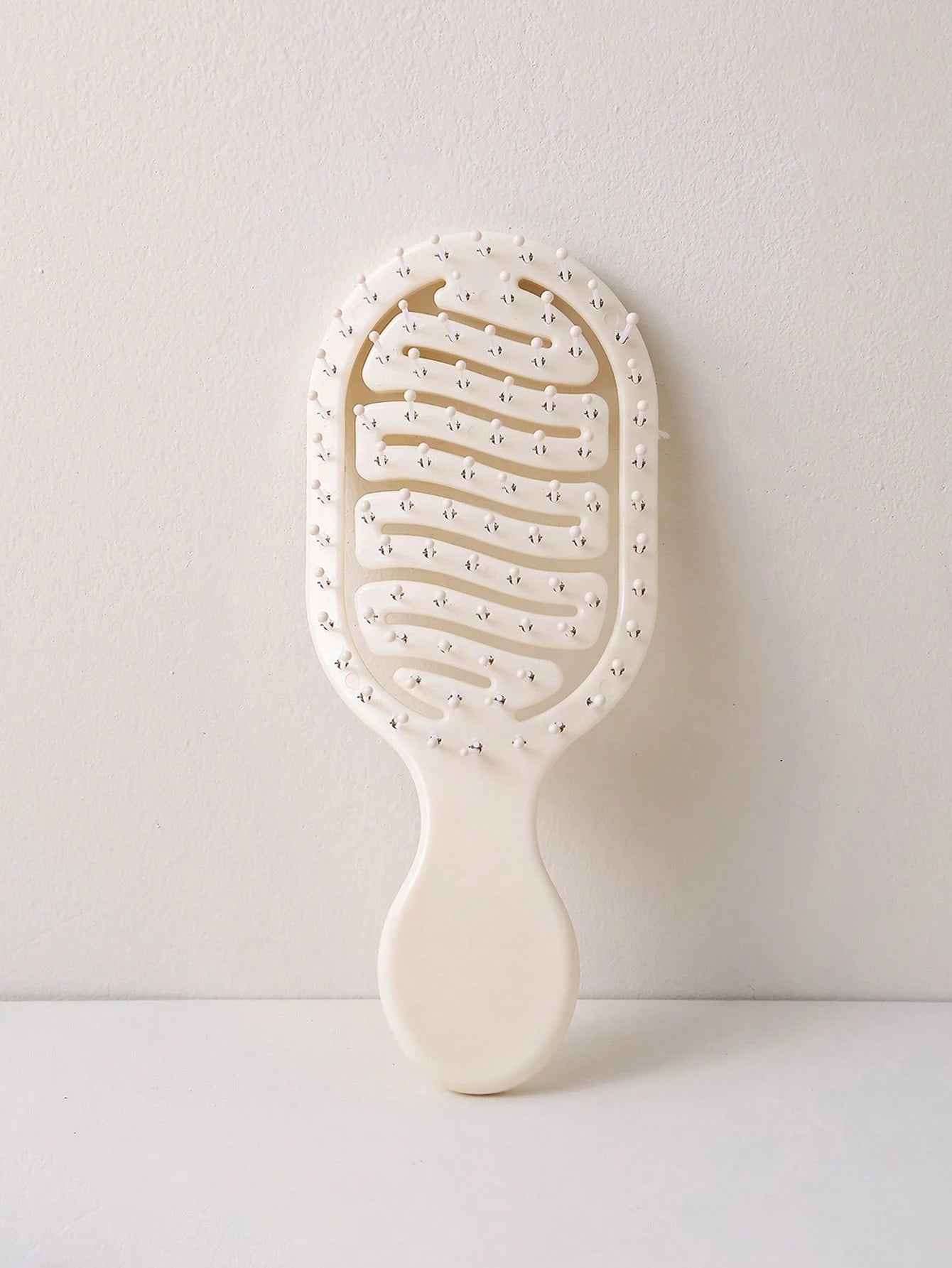 2pcs/1pc Mini Ivory Hollow Portable Styling Hair Brush, Salon Beauty Travel Essential Hair Comb Tool Accessory, Unisex, Suitable For Dry And Wet Hair, Multi-Functional Detangling Brush, Suitable For A