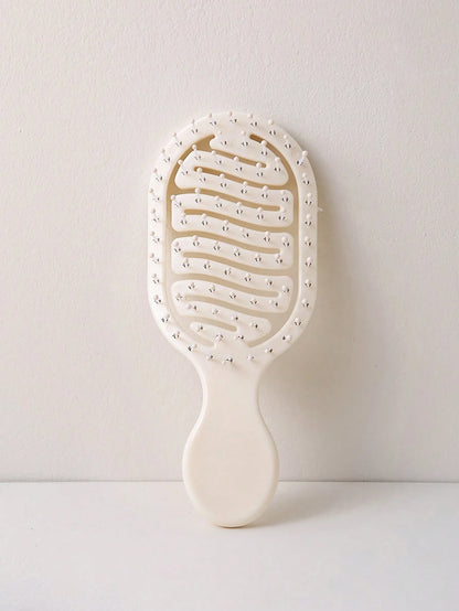 2pcs/1pc Mini Ivory Hollow Portable Styling Hair Brush, Salon Beauty Travel Essential Hair Comb Tool Accessory, Unisex, Suitable For Dry And Wet Hair, Multi-Functional Detangling Brush, Suitable For A