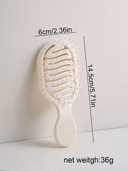 2pcs/1pc Mini Ivory Hollow Portable Styling Hair Brush, Salon Beauty Travel Essential Hair Comb Tool Accessory, Unisex, Suitable For Dry And Wet Hair, Multi-Functional Detangling Brush, Suitable For A
