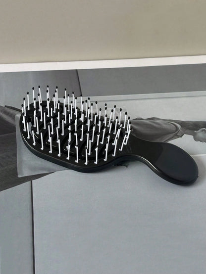 2pcs/1pc Mini Ivory Hollow Portable Styling Hair Brush, Salon Beauty Travel Essential Hair Comb Tool Accessory, Unisex, Suitable For Dry And Wet Hair, Multi-Functional Detangling Brush, Suitable For A