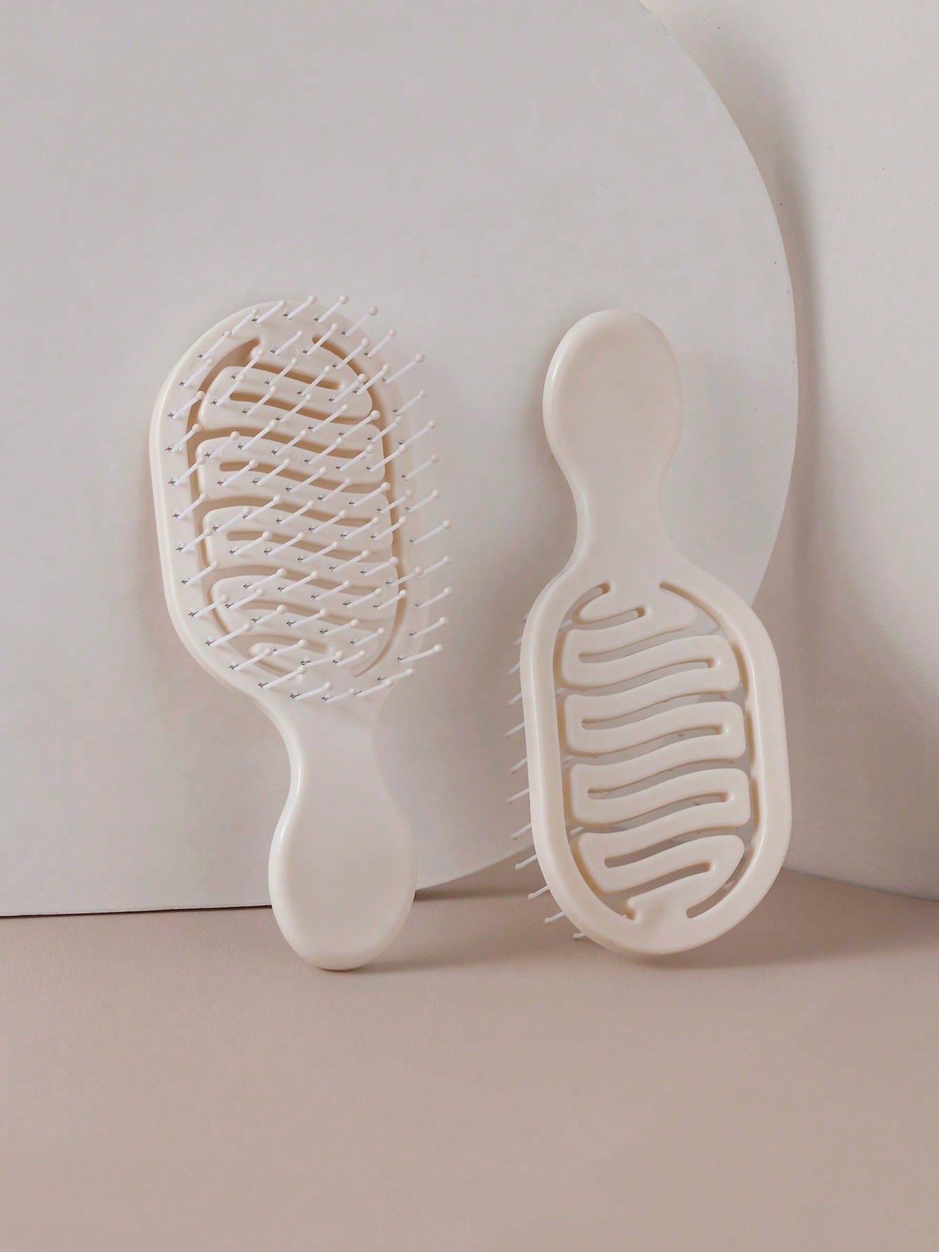 2pcs/1pc Mini Ivory Hollow Portable Styling Hair Brush, Salon Beauty Travel Essential Hair Comb Tool Accessory, Unisex, Suitable For Dry And Wet Hair, Multi-Functional Detangling Brush, Suitable For A