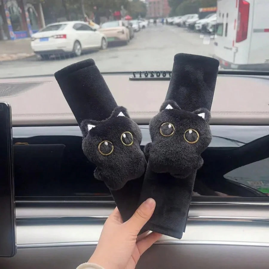 2pcs/1pc Unique Black Cat Seatbelt Covers- Made Of Durable And Sturdy Fabric- High Comfort- Suitable For Most Age Groups