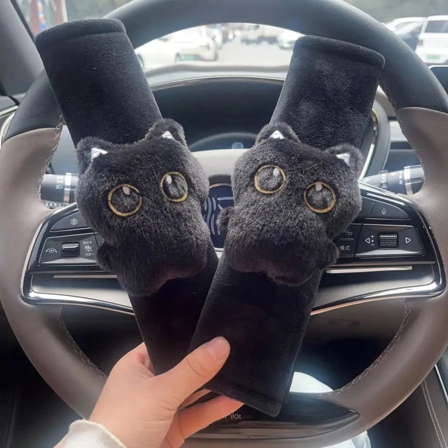 2pcs/1pc Unique Black Cat Seatbelt Covers- Made Of Durable And Sturdy Fabric- High Comfort- Suitable For Most Age Groups