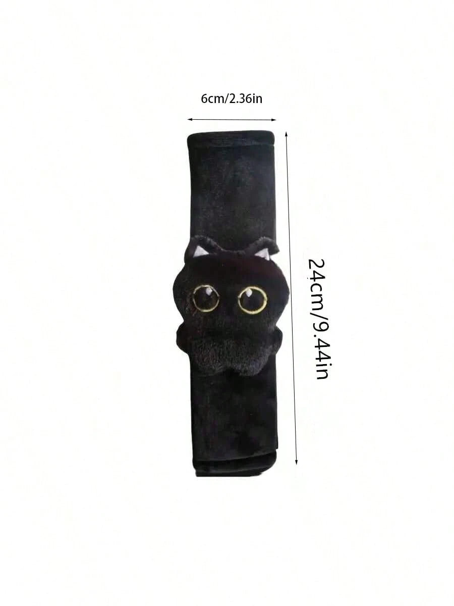 2pcs/1pc Unique Black Cat Seatbelt Covers- Made Of Durable And Sturdy Fabric- High Comfort- Suitable For Most Age Groups