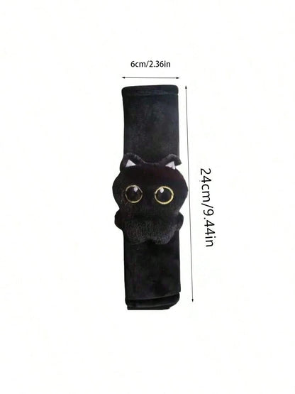 2pcs/1pc Unique Black Cat Seatbelt Covers- Made Of Durable And Sturdy Fabric- High Comfort- Suitable For Most Age Groups