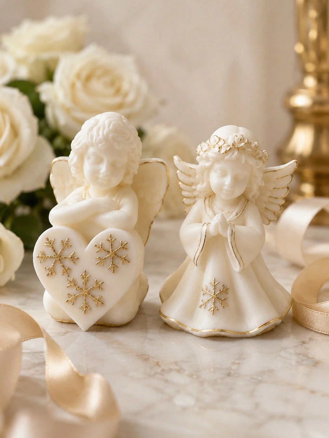 2pcs 3D Exquisite Angel Wings Silicone Molds, Gentle Feather Design, Smooth Easy Release Reusable DIY Candle Plaster Scented Stone Resin Decor, Wedding Desk Decoration Mother's Day Romantic Handmade G