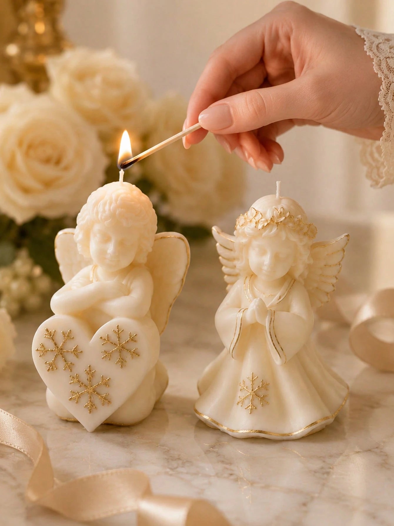 2pcs 3D Exquisite Angel Wings Silicone Molds, Gentle Feather Design, Smooth Easy Release Reusable DIY Candle Plaster Scented Stone Resin Decor, Wedding Desk Decoration Mother's Day Romantic Handmade G