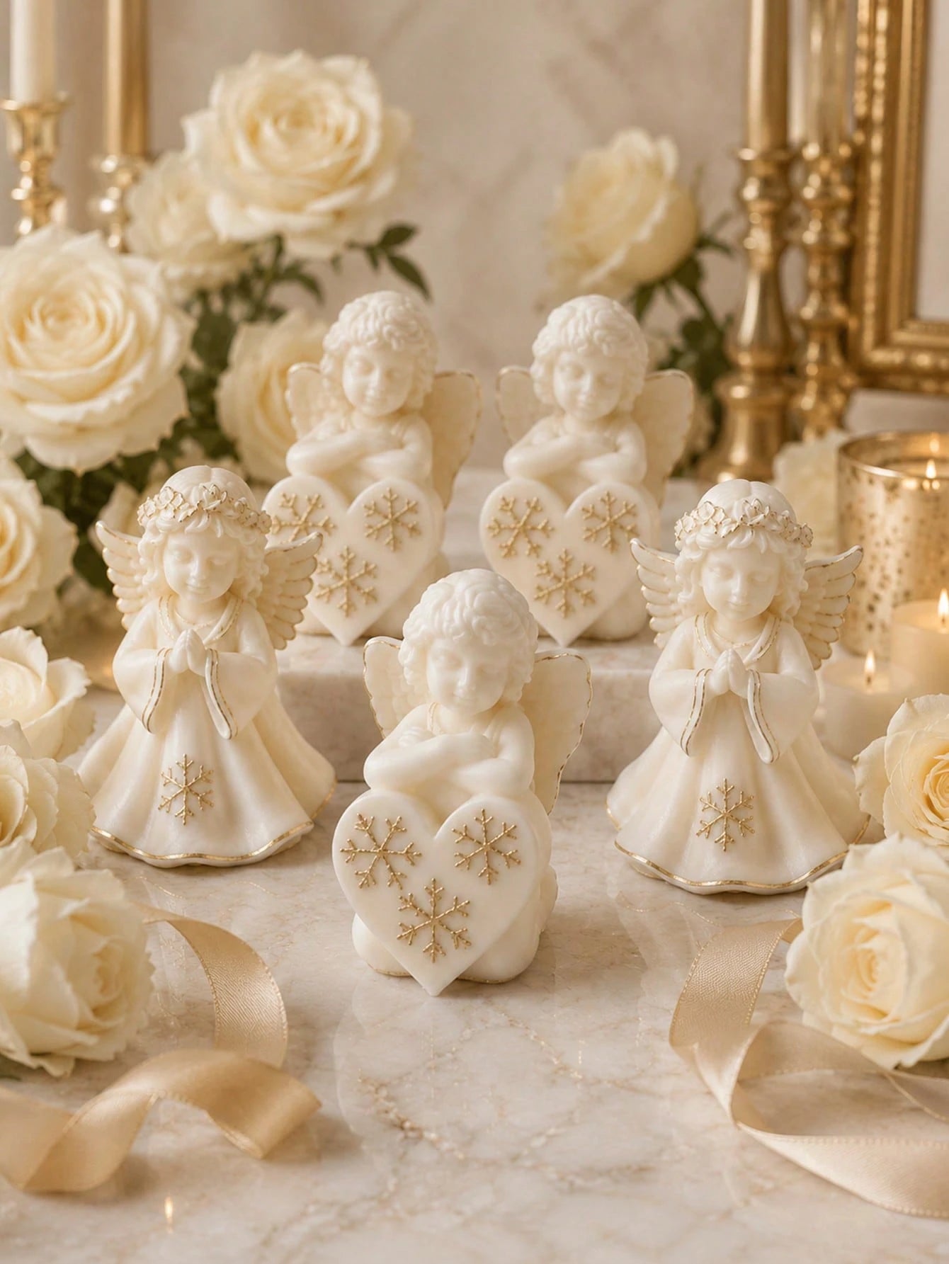 2pcs 3D Exquisite Angel Wings Silicone Molds, Gentle Feather Design, Smooth Easy Release Reusable DIY Candle Plaster Scented Stone Resin Decor, Wedding Desk Decoration Mother's Day Romantic Handmade G