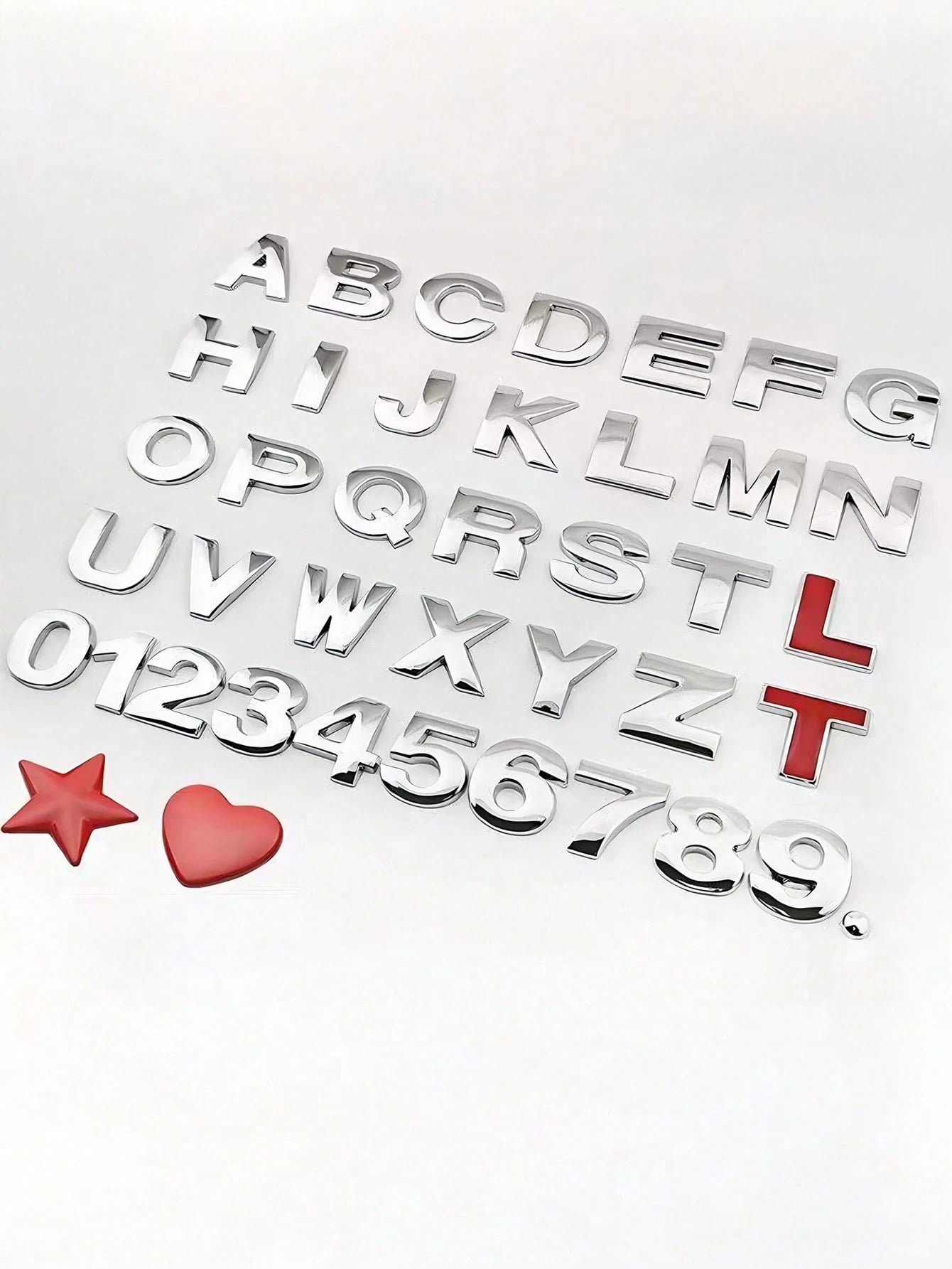 2Pcs 3D Metal Car Letter And Number Decals- DIY Customizable Letter And Number Logo For Vehicle Styling, Zinc Alloy Construction Ensures Longevity And Durability, Perfect For Personalizing The Rear
