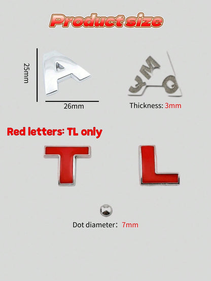 2Pcs 3D Metal Car Letter And Number Decals- DIY Customizable Letter And Number Logo For Vehicle Styling, Zinc Alloy Construction Ensures Longevity And Durability, Perfect For Personalizing The Rear