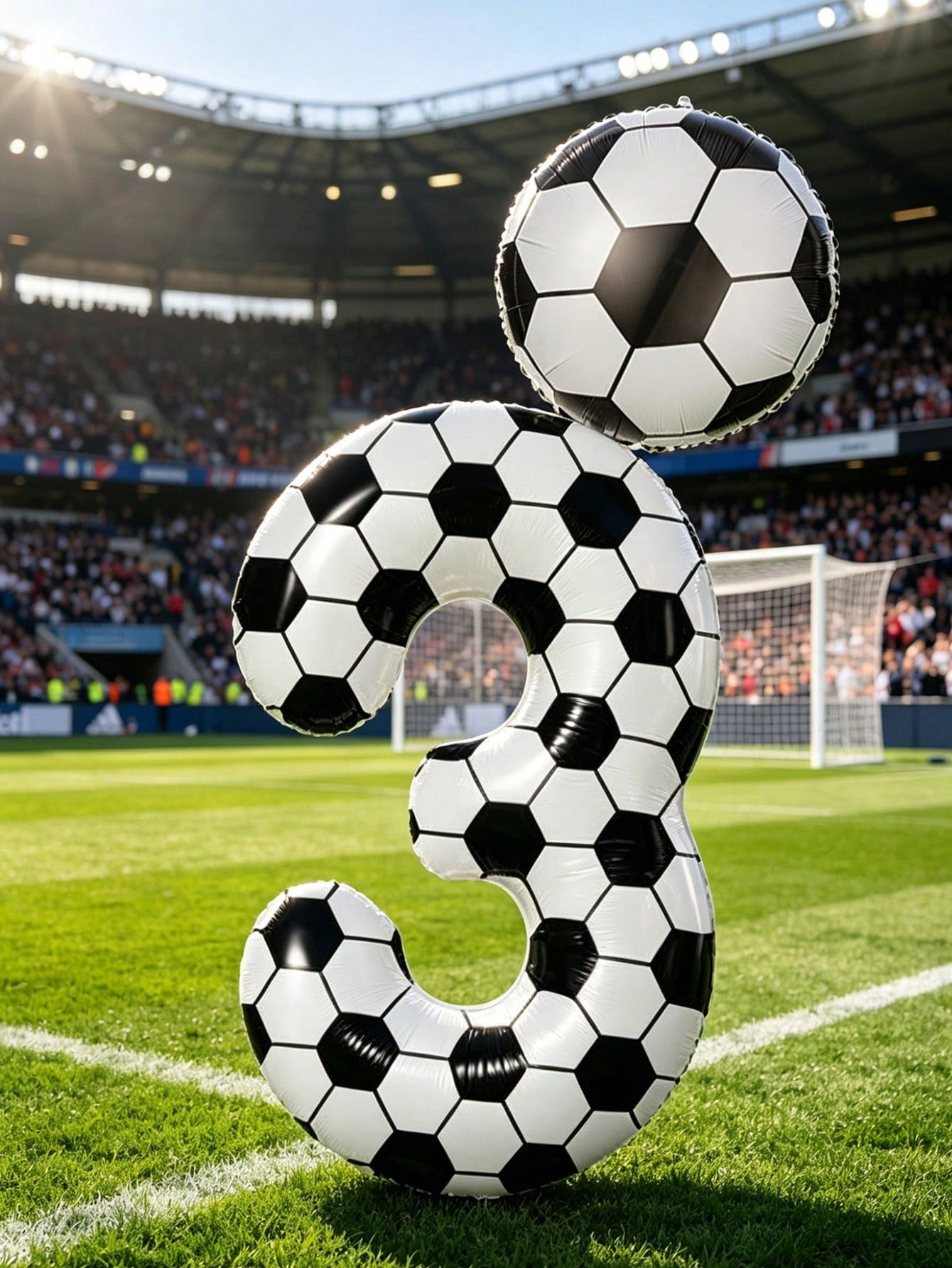 2pcs 40-Inch Football Pattern 0-9 Number Foil Balloons + 18-Inch Football Shaped Balloons, Suitable For Birthday Party, Football Theme, World Cup Decoration